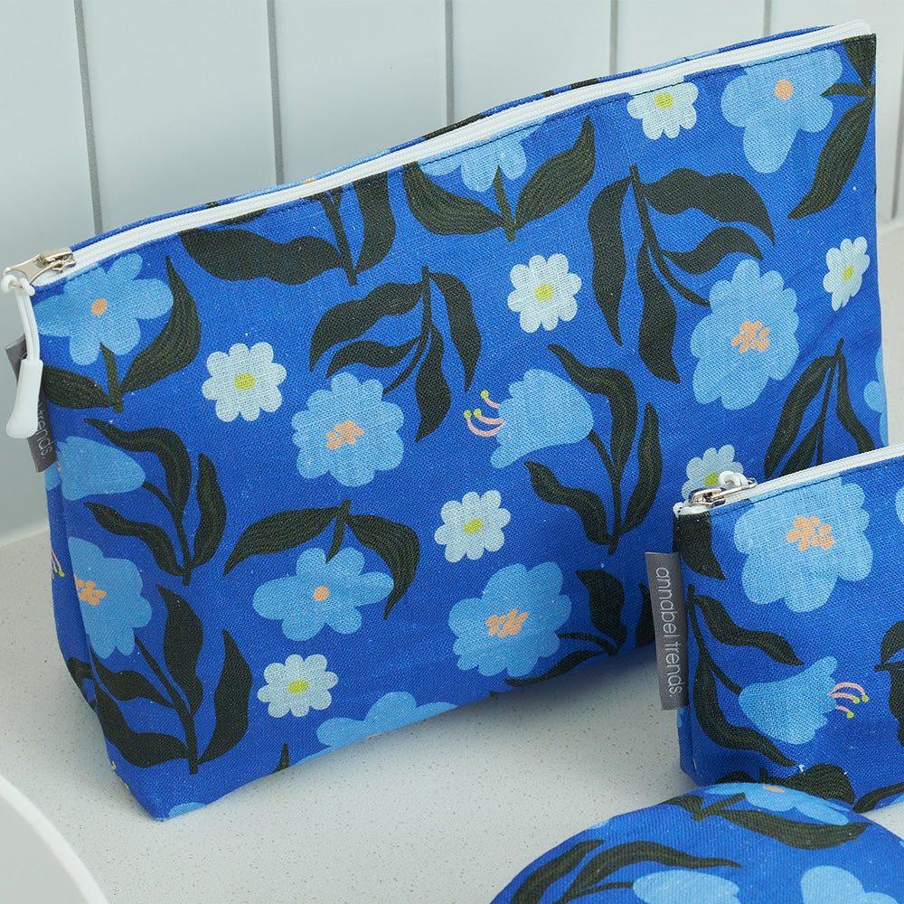 Cosmetic Bag - Linen - Large - Nocturnal Blooms