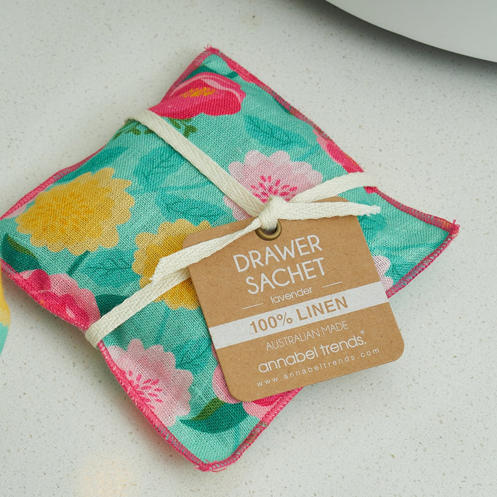 Drawer Sachet - Linen - Camellias Mint