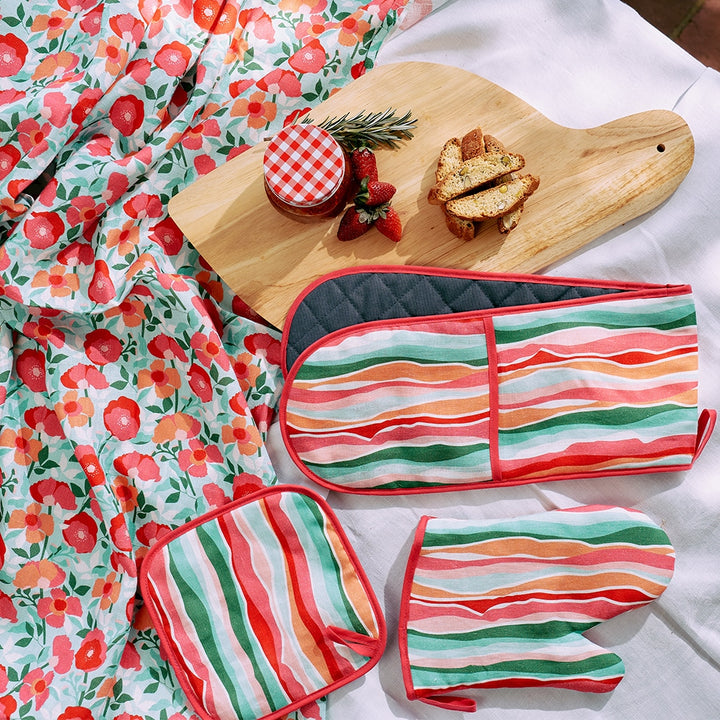 Double Oven Mitt - Linen -  Sherbet Ribbons