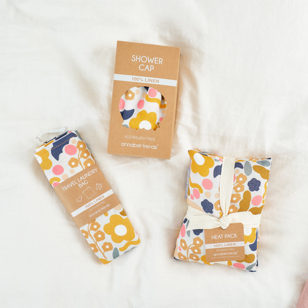 Laundry Bag - Linen - Floral Puzzle Mustard