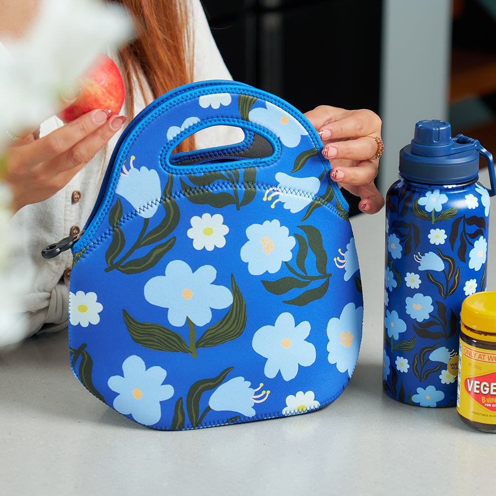 Lunch Bag - Neoprene - Floral Puzzle Mustard