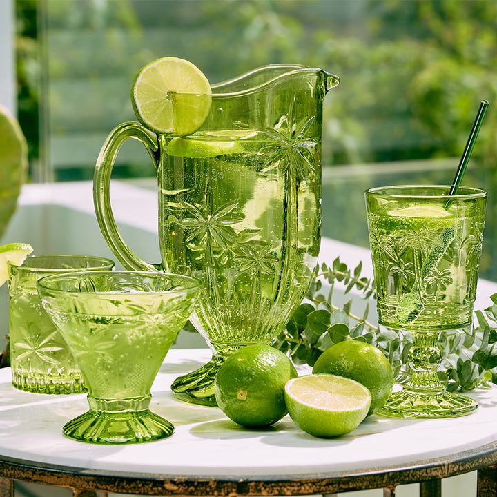 green palm tree glassware